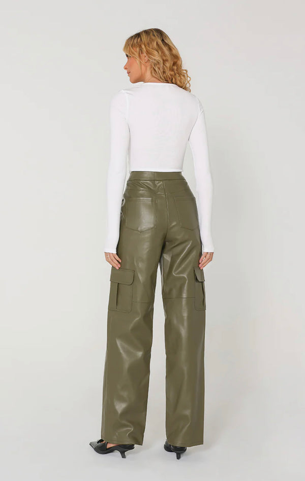 Billy PU Cargo Pants | Khaki  Madison The Label    prem. clothing boutique Chatham, Ontario, Canada