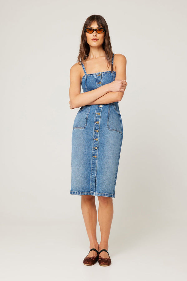 Venice Dress | Mid Vintage Blue | Rolla’s  prem.    prem. clothing boutique Chatham, Ontario, Canada