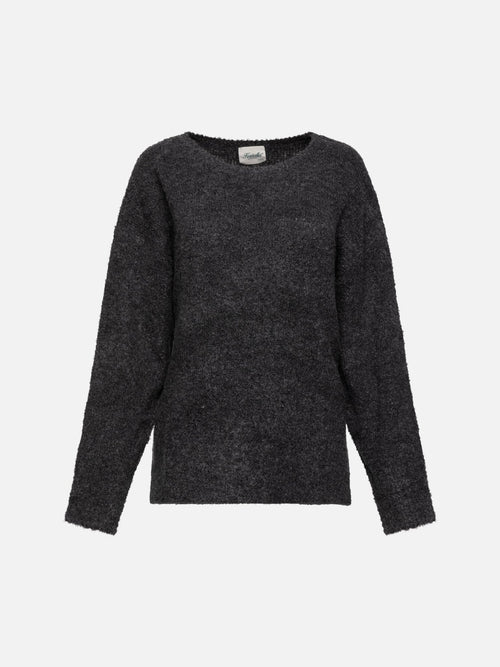 Boucle Boatneck Long Sleeve | Charcoal | Kuwalla  prem.    prem. clothing boutique Chatham, Ontario, Canada