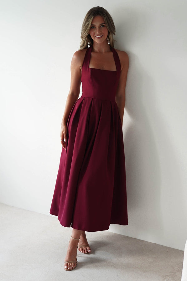 Merlot Muse Halter Dress Dresses prem. prem. clothing boutique Chatham, Ontario, Canada