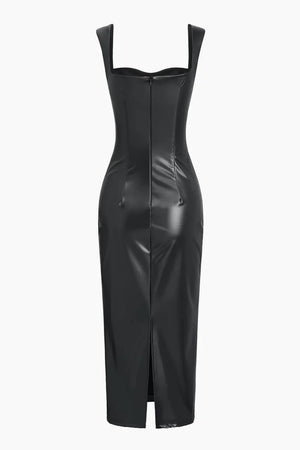 Lola Fitted Latex Dress | Black | PRIV Dress PRIV prem. clothing boutique Chatham, Ontario, Canada