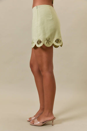 Shell Scallop Trim Skirt Mini Skirt prem. prem. clothing boutique Chatham, Ontario, Canada