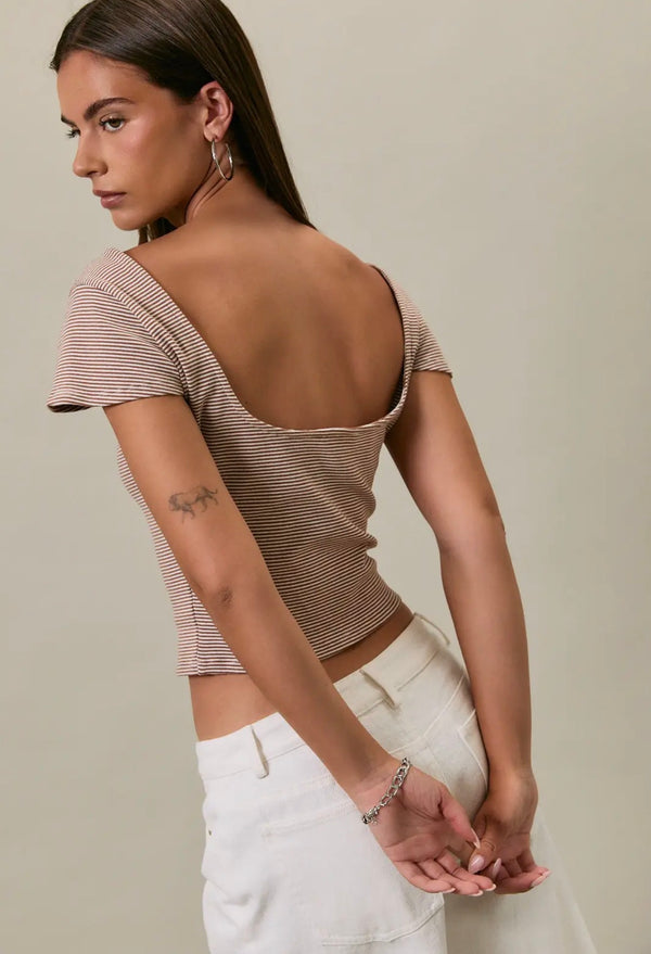 Maci Scoop Back Tee Top prem. prem. clothing boutique Chatham, Ontario, Canada