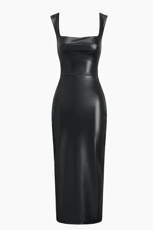 Lola Fitted Latex Dress | Black | PRIV Dress PRIV prem. clothing boutique Chatham, Ontario, Canada