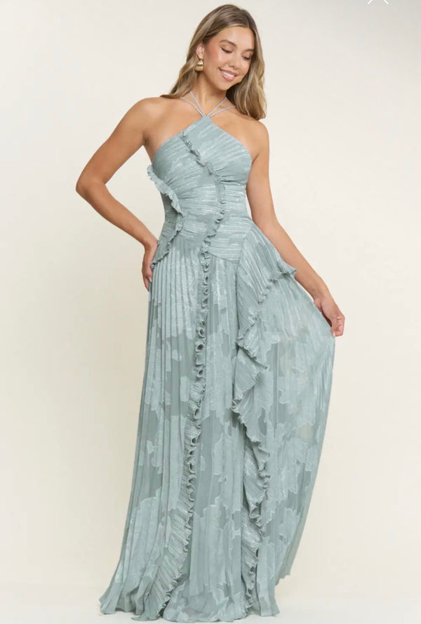 Lena Ruffle Halter Dress - Maniju