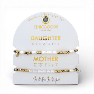 Morse Code Matching Set - Mother & Daughter Pearl - Ethic Goods jewelry prem. prem. clothing boutique Chatham, Ontario, Canada