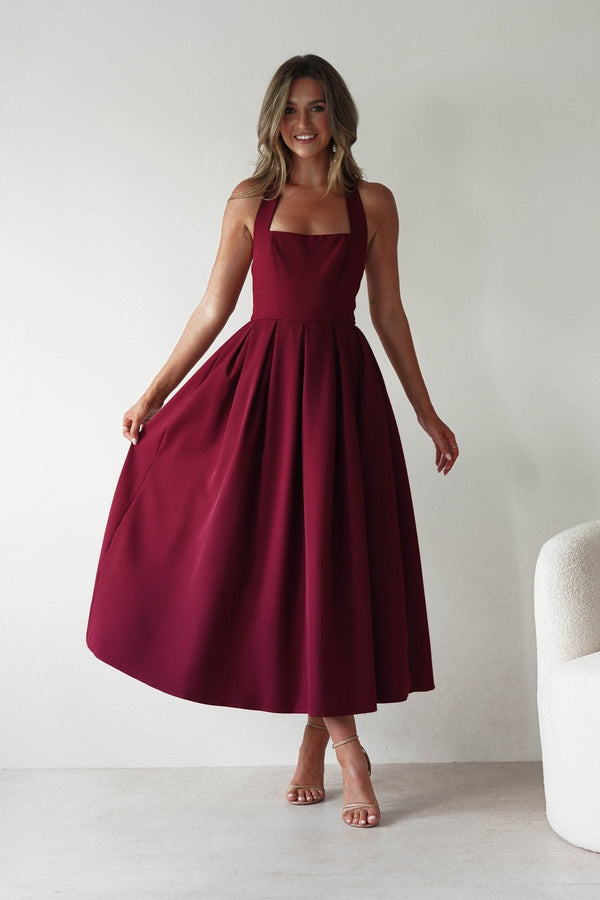 Merlot Muse Halter Dress Dresses prem. prem. clothing boutique Chatham, Ontario, Canada