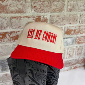 Kiss Me Cowboy Trucker Hat Hat prem. prem. clothing boutique Chatham, Ontario, Canada