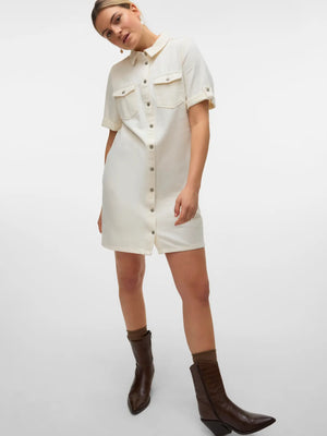 VMJennie Short Denim Dress - Vero Moda Dress prem. prem. clothing boutique Chatham, Ontario, Canada