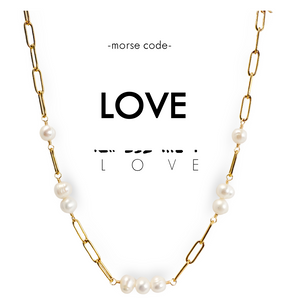 Morse Code Paperclip Chain Necklace - Love - Ethic Goods jewelry prem. prem. clothing boutique Chatham, Ontario, Canada