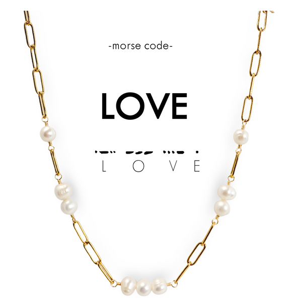 Morse Code Paperclip Chain Necklace - Love - Ethic Goods jewelry prem. prem. clothing boutique Chatham, Ontario, Canada