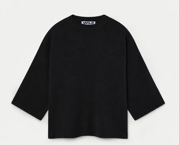 Boxy Black Sweater - WILD PONY Sweater prem. prem. clothing boutique Chatham, Ontario, Canada