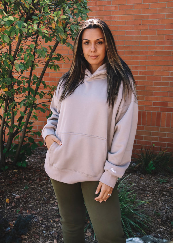 Oversized Boyfriend Hoodie | Taupe | Kuwalla Sweater Kuwalla Tee X-Small/Small   prem. clothing boutique Chatham, Ontario, Canada