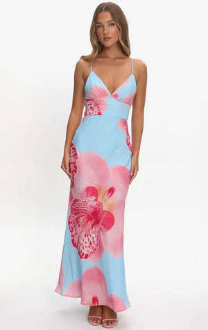 Lonnie Floral Ruched Maxi Dresses prem. prem. clothing boutique Chatham, Ontario, Canada