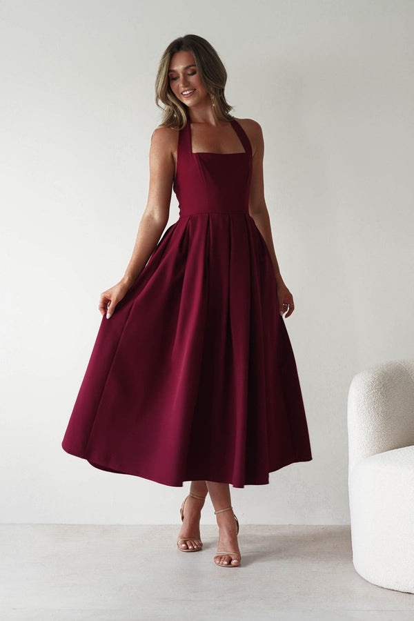 Merlot Muse Halter Dress Dresses prem. prem. clothing boutique Chatham, Ontario, Canada