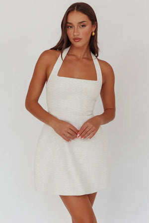 Rhodes Halter Aline Mini Dresses prem. prem. clothing boutique Chatham, Ontario, Canada