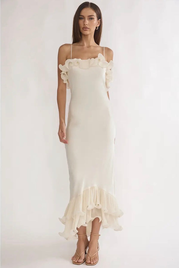 Eloria Ruffle Satin Midi