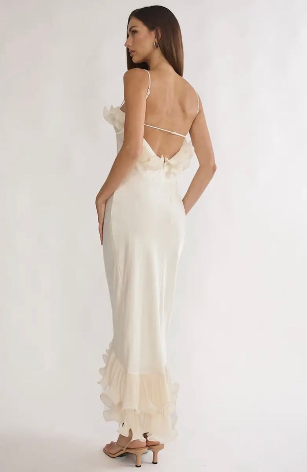 Eloria Ruffle Satin Midi