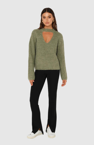 Delta Knit Jumper | Khaki | Madison The Label  Madison the Label X-Small   prem. clothing boutique Chatham, Ontario, Canada