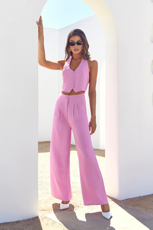 Farrah Halter Jumpsuit | Adelyn Rae | Fondant Pink  prem.    prem. clothing boutique Chatham, Ontario, Canada