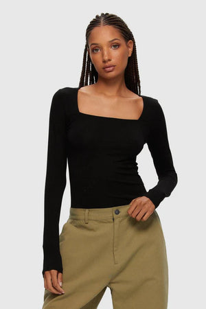 Empire Long Sleeve Top | Black | Kuwalla  prem.    prem. clothing boutique Chatham, Ontario, Canada