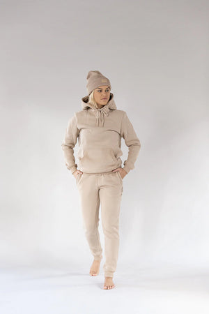 Embossed Hoodie | Champagne | Apres Actif Sweaters Après Actif    prem. clothing boutique Chatham, Ontario, Canada