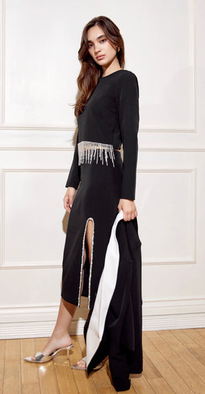 Jules Crystal Slit Midi Skirt | Adelyn Rae  prem.    prem. clothing boutique Chatham, Ontario, Canada