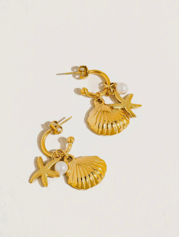 Marlène Seashell and Star Earring Earrings prem. prem. clothing boutique Chatham, Ontario, Canada