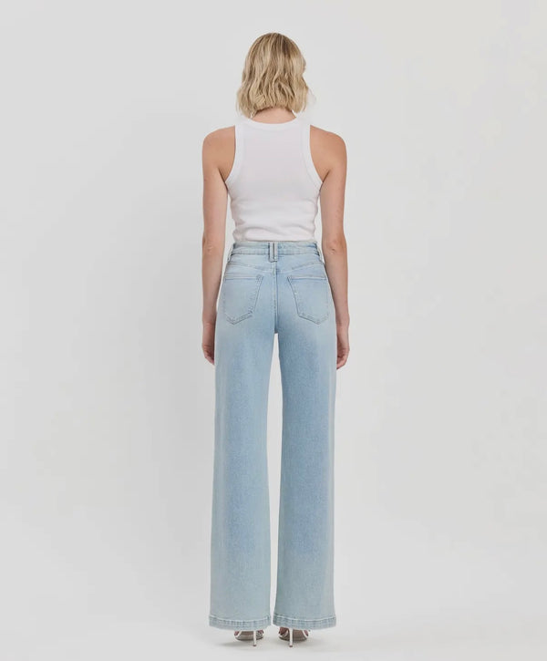 Olivia Stretch Wide Leg - Vervet Blue Denim Pants prem. prem. clothing boutique Chatham, Ontario, Canada