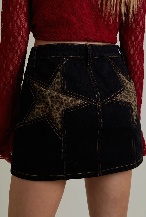 Starlit Leopard Mini | Le Lis Mini Skirt prem. prem. clothing boutique Chatham, Ontario, Canada