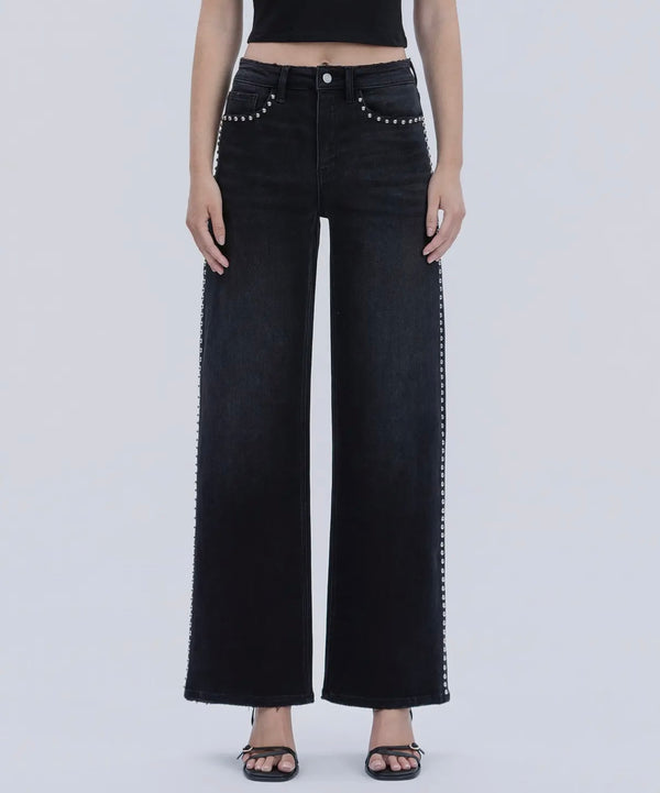 Olivia Studded Wide Leg Jeans prem. prem. clothing boutique Chatham, Ontario, Canada
