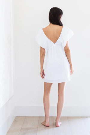 Lotus Double V-Neck Dress | White | Priv Dresses PRIV    prem. clothing boutique Chatham, Ontario, Canada