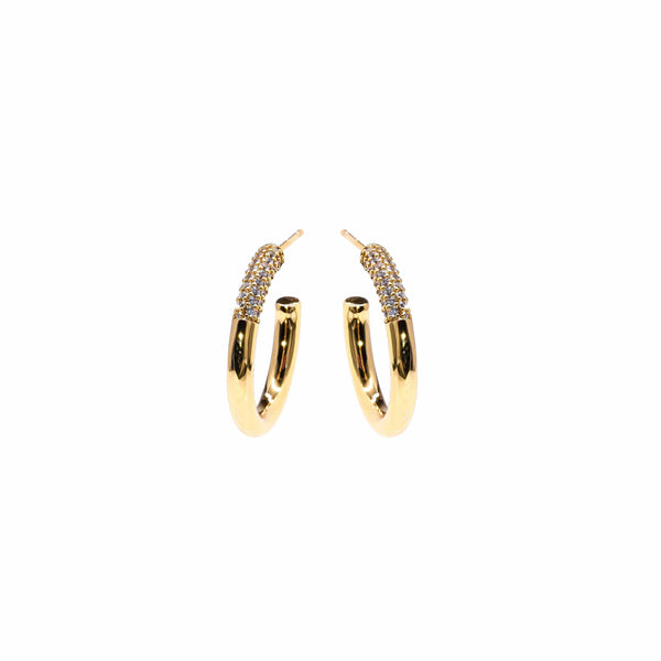Whisper CZ Hoop Earrings | Gold Earrings eLiasz and eLLa    prem. clothing boutique Chatham, Ontario, Canada