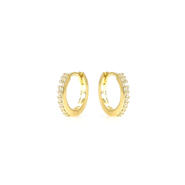 CZ Sparkle Huggie Hoop Earrings | Gold Earrings eLiasz and eLLa    prem. clothing boutique Chatham, Ontario, Canada