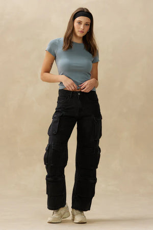 Multi Cargo Jeans | Black | Kuwalla  prem.    prem. clothing boutique Chatham, Ontario, Canada