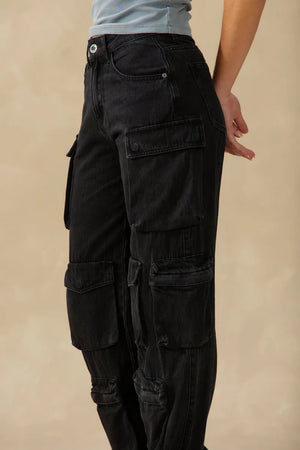 Multi Cargo Jeans | Black | Kuwalla  prem.    prem. clothing boutique Chatham, Ontario, Canada