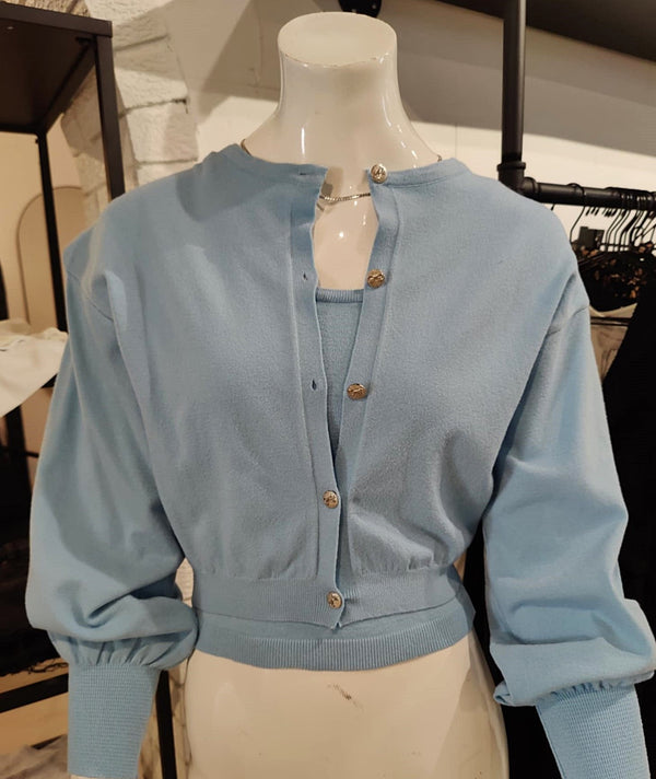 Azure Blue Knitted Cardigan | NA-KD  prem.    prem. clothing boutique Chatham, Ontario, Canada