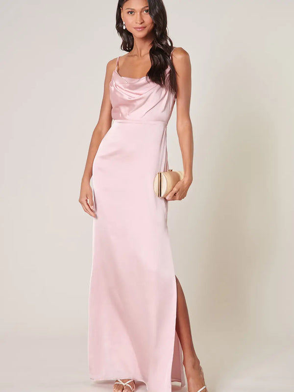 Charisma Cowl Neck Maxi | Baby Pink Dress Sugarlips X-Small   prem. clothing boutique Chatham, Ontario, Canada