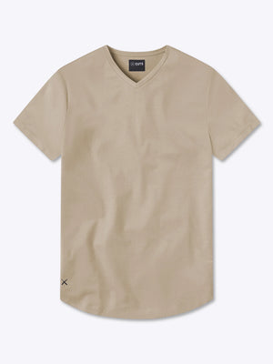 AO V-Neck Curve Hem | Stone | Cuts Clothing T-Shirt prem.    prem. clothing boutique Chatham, Ontario, Canada