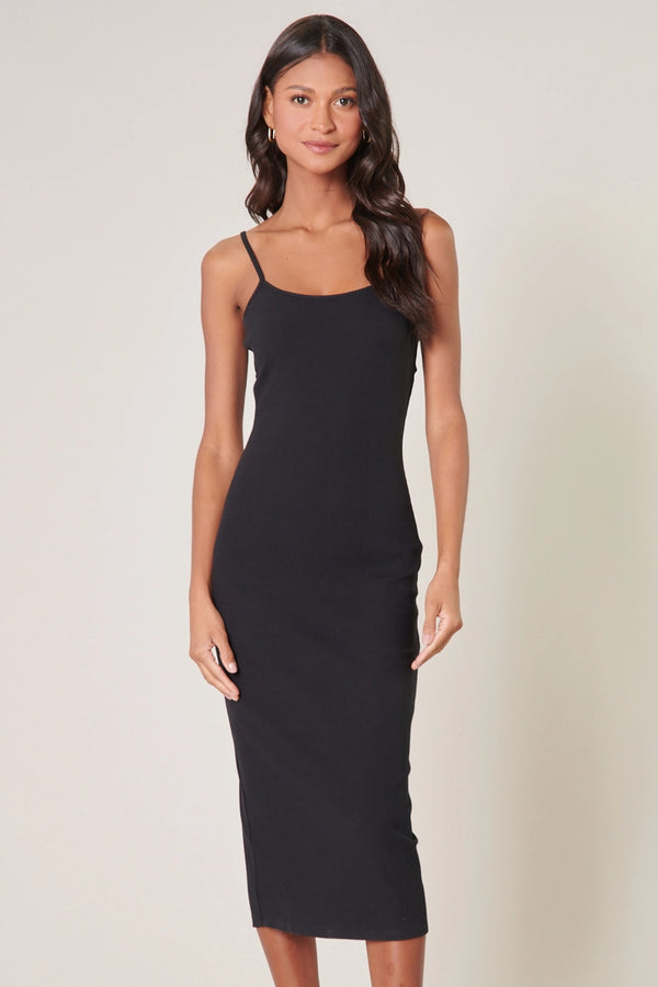 Kingston Ribbed Midi Dress | Black  Sugarlips X-Small   prem. clothing boutique Chatham, Ontario, Canada