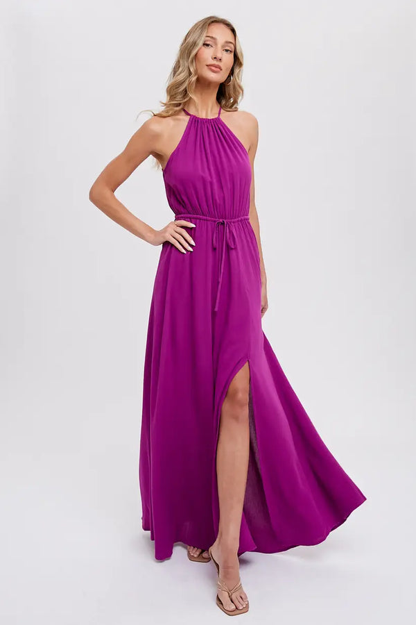High-Neck Halter Maxi Dress | Size Large Dress Bluivy Large   prem. clothing boutique Chatham, Ontario, Canada