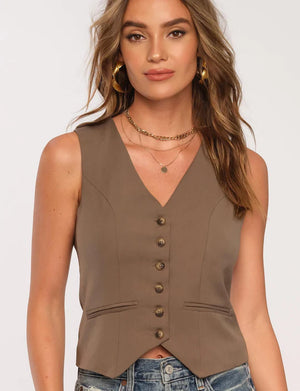 Justine Vest | Olive | Heartloom Shirt Heartloom    prem. clothing boutique Chatham, Ontario, Canada