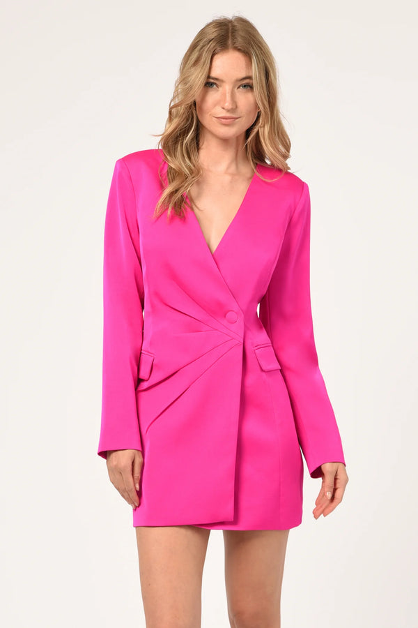 Stefani Asymmetrical Blazer Dress | PINK | Adelyn Rae  Adelyn Rae    prem. clothing boutique Chatham, Ontario, Canada