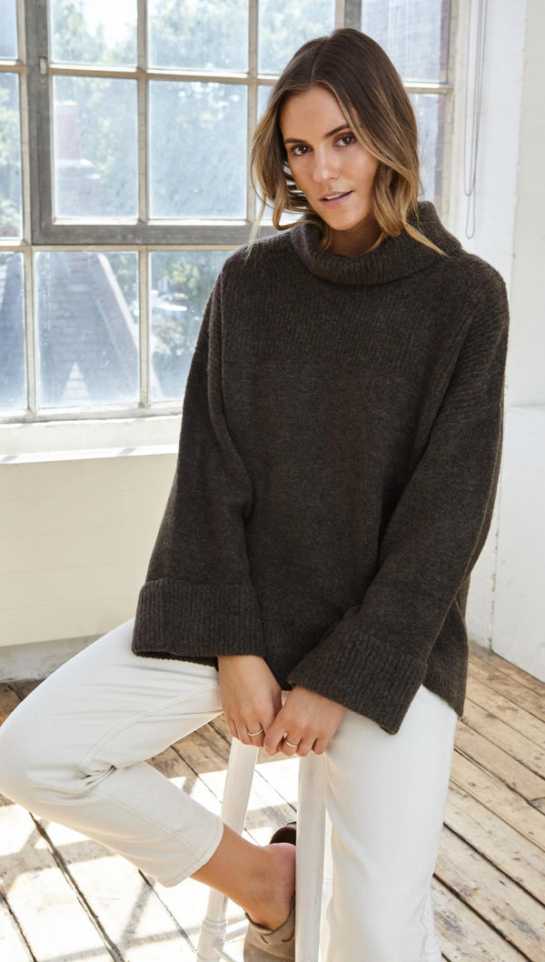 Vanessa Sweater | Dark Espresso | Charli  Charli    prem. clothing boutique Chatham, Ontario, Canada