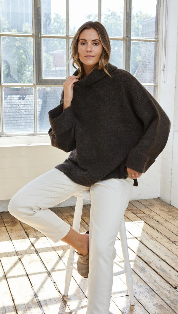 Vanessa Sweater | Dark Espresso | Charli  Charli    prem. clothing boutique Chatham, Ontario, Canada