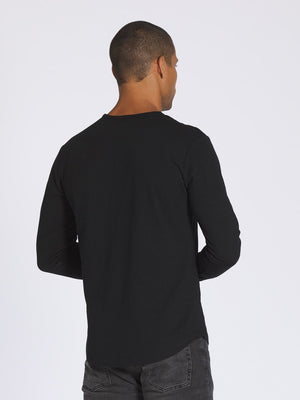 Long Sleeve Crew Curve-Hem | Black | Cuts Clothing  Cuts Clothing    prem. clothing boutique Chatham, Ontario, Canada