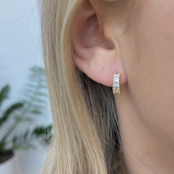 Esther Diamond Huggies Earrings Nikki Smith    prem. clothing boutique Chatham, Ontario, Canada