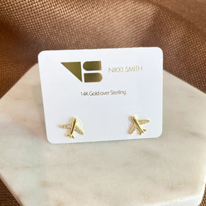 Fly Away Gold Studs Earrings Nikki Smith    prem. clothing boutique Chatham, Ontario, Canada
