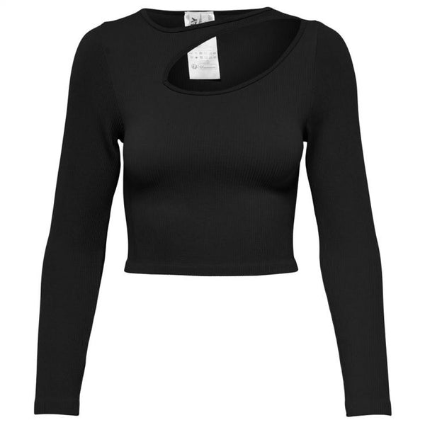 Gwen Ribbed Cut-Out Crop - Black  ONLY Small   prem. clothing boutique Chatham, Ontario, Canada