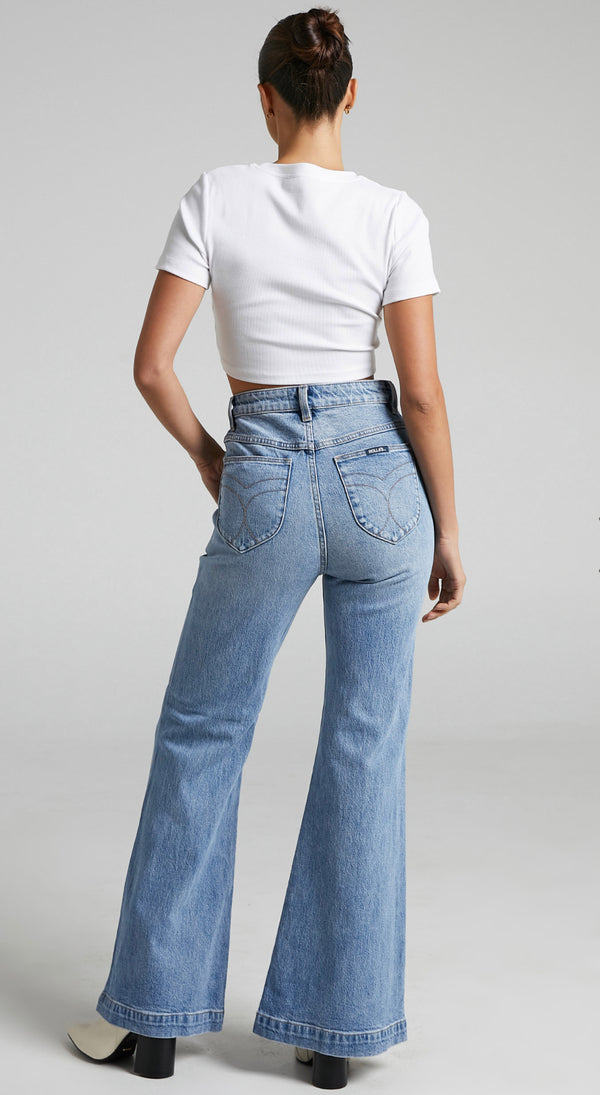Eastcoast Flare Denim Jeans | Phoebe Tonkin x Rolla's Jeans  Rolla's Jeans    prem. clothing boutique Chatham, Ontario, Canada